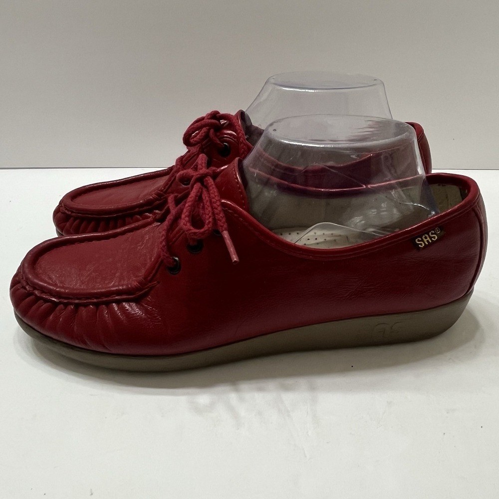 SAS Siesta Shoes Womens Size 9 M Red Leather Lace Up Comfort USA Handsewn